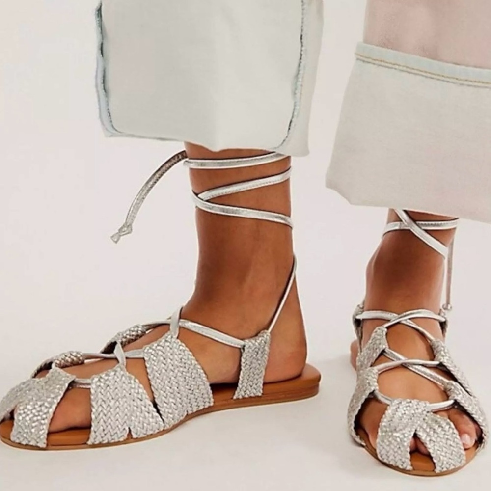 NIB- Free People
Sunny Gilly Flats in Leather Silver Metallic
Size 9
NIB NEW
